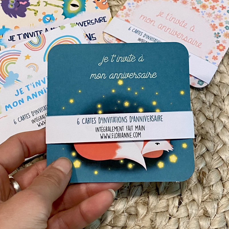Cartes d'invitation d'anniversaire enfant pré-remplies renard
