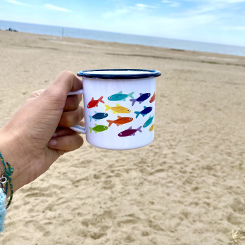 tasse poisson multicolore acier émaillé tasse de voyage